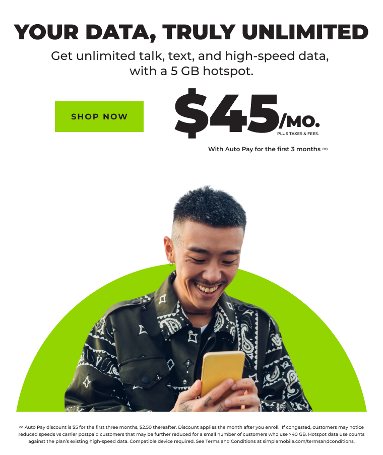 Unlimited Mobile No Contract Cell Phone Plans Simple Mobile
